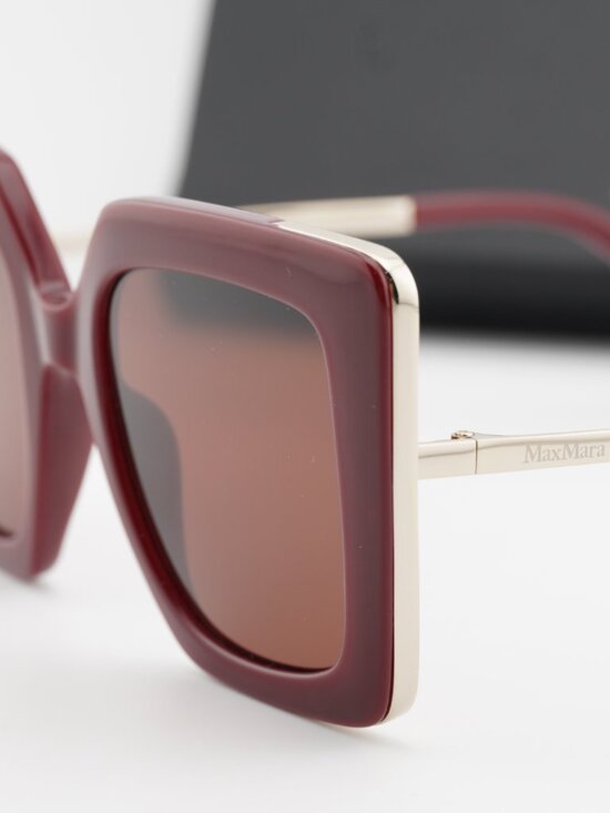 Max Mara DESIGN4 MM0051 69S Square Sunglasses - Bordeaux / Gold / Bordeaux